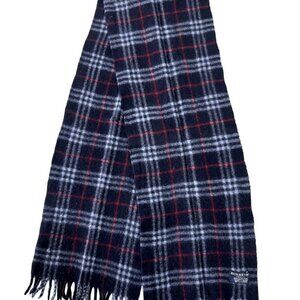 Burberry Classic Check Scarf Black 100% Lambswool Unisex Scarf Made In England